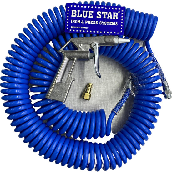 Blue Star Hava Kompresör Spiral Hava Hortumu Tabancası Ucu 15 Metre