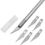 Akses Dünya Neşter Kretuar Bıçağı 12 cm Ergonomik Metal Saplı 5 Yedek Uç ile Kırtasiye Ürünü