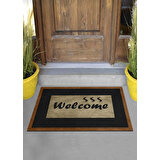 Ardizayn Welcome Yazılı Dekoratif Deri Taban Yıkanabilir Kapı Önü Paspası 35 cm x 60 cm
