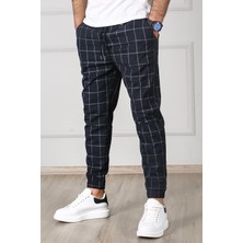 Madmext Ekoseli Lacivert Jogger Mad4081