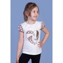 Toontoy Kids Toontoy Kız Çocuk Kalp Nakışlı Inci Detaylı Tişört