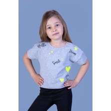 Toontoy Kids Toontoy Kız Çocuk Crop Model Neon Baskılı Tişört