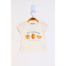 Toontoy Kids Toontoy Kız Çocuk My Summer Baskılı Arkası Nakış Detaylı Tişört