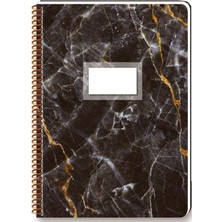 Keskin Color Marble 80 Yaprak Kareli Karton Kapak Spiralli Defter Siyah 16.5 x 22.5 cm