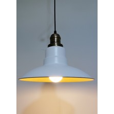 Riolight vintage,retro mutfak,oda,otel,cafeler için beyaz 1xe27 metal sarkıt avize çap:30cm
