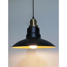 Riolight retro,vintage mutfak,oda,cafe,oteller için siyah 1xe27 metal sarkıt avize çap:30cm
