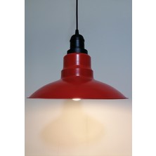 Riolight retro,modern,vintage mutfk,oda,otel,cafeler için kırmızı 1xe27 metal sarkıt avize çap:30cm