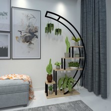 Mavi Trend Dekoratif Metal Çiçeklik Ferforje Ahşap Çiçeklik Saksılık