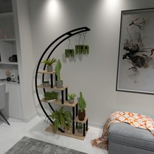 Mavi Trend Dekoratif Metal Çiçeklik Ferforje Ahşap Çiçeklik Saksılık