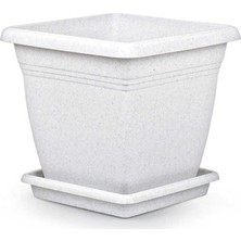 Serinova VK03 Villa 17 Litre Kare Saksı Beyaz