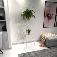 Mavi Trend Dekoratif Metal Çiçeklik Saksı Askısı Dekoratif Saksılık Beyaz