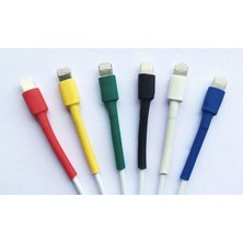 DRCR İPHONE Uyumlu Şarj Kablosu Koruyucu Makaron 12 Adet 6 cm 6 Farklı Renk (6,4MM ÇAP)