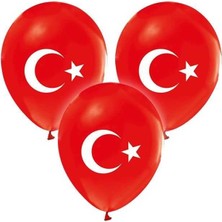 Parti Furyası Ay Yıldız Bayraklı Baskılı Balon 10 Adet