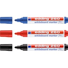 Edding 260 Beyaz Tahta Kalemi 3'lü Set Su Bazlı Mürekkep ile Ergonomik Tasarım
