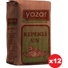 Yazar Taş Değirmende Öğütülmüş Kepekli Tam Buğday Unu 1 kg x 12 Paket