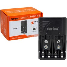 Sertec STC-C9V AA-AAA-9V Uyumlu Universal 4'lü Pil Şarj Aleti