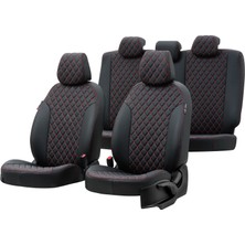 Otom Seat Exeo 2008-2013 Özel Üretim Koltuk Kılıfı Madrid Design Deri Siyah - Kırmızı