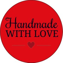 Tellgraf Fosforlu Turuncu Handmade With Love Yazılı Sticker(4x4 Cm)