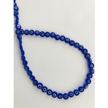 Livza Bijuteri Lacivert  Yassı Cam Nazar Boncuk 6 mm