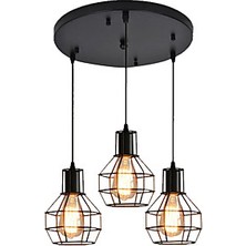 Riolight  Üçlü Metal Kafes Avize Taban Çapı: 30CM