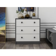 İnarch Dizayn Life Şifonyer Beyaz Antrasit