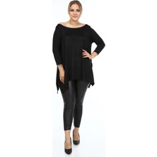 Zer Otantik Asimetrik Büyük Beden Tunik Siyah