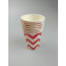 Event Party Store Bardak Kırmızı-Beyaz Zigzaglı
