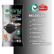 Evony 3 Katlı Yeni Nesil Siyah Cerrahi Maskes 160 Adet (10'lu Paket)