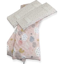 Bebek Özel Bebek/Çocuk Beşik Kenar Koruma Beşik Için (4 Parça) Somon Renk Ay Yıldızlı