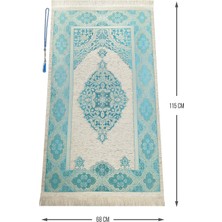 İhvan Lüks Açık Renk Osmanlı Şönil Seccade Tesbih Hediyeli Turkuaz