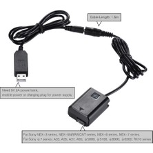 Andoer NP-FW50 Kukla Pil + Dc Güç Bankası (5V 2A) USB