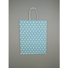 Event Party Store Kraft Kağıt Çanta Mavi Puanlı 18CM x 24CM