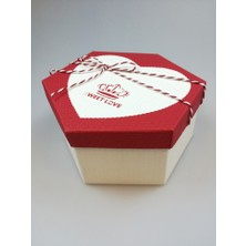 Event Party Store Kutu Altıgen Kırmızı-Krem Sweet Love 22CM x 19CM x 10CM