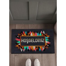 Ardizayn Hoşgeldiniz Yazılı Dekoratif Deri Taban Yıkanabilir Kapı Önü Paspası 35 cm x 60 cm