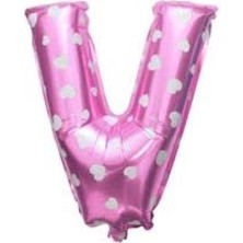 Event Party Store Folyo Balon V Harf Pembe Kalpli 40CM