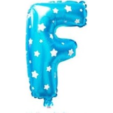 Event Party Store Folyo Balon Harf F Mavi Yıldızlı 40CM