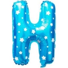 Event Party Store Folyo Balon H Harf Mavi Yıldızlı 40CM