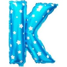 Event Party Store Folyo Balon K Harf Mavi Yıldızlı 40CM