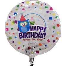 Event Party Store Folyo Balon Happy Birthday Baykuşlu 18''