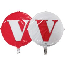 Event Party Store Folyo Balon Harf V Çift Taraflı Kırmızı-Beyaz 18'' - Pakette 1 Adet