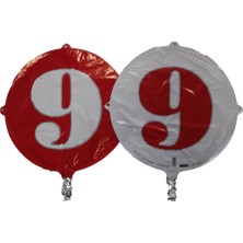 Event Party Store Folyo Balon Rakam 9 Çift Taraflı Kırmızı-Beyaz 18''- Pakette 1 Adet