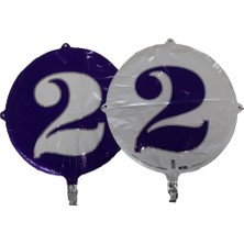 Event Party Store Folyo Balon Rakam 2 Çift Taraflı Mor-Beyaz 18'' - Pakette 1 Adet
