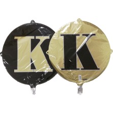 Event Party Store Folyo Balon Harf K Çift Taraflı Gold-Siyah 18'' - Pakette 1 Adet