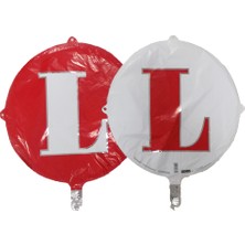 Event Party Store Folyo Balon Harf L Çift Taraflı Kırmızı-Beyaz 18'' - Pakette 1 Adet