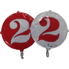 Event Party Store Folyo Balon Rakam 2 Çift Taraflı Kırmızı-Beyaz 18'' - Pakette 1 Adet