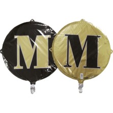 Event Party Store Folyo Balon Harf M Gold-Siyah 18''