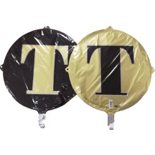 Event Party Store Folyo Balon Harf T Gold-Siyah 18''