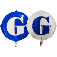 Event Party Store Folyo Balon Harf G Mavi-Beyaz 18''