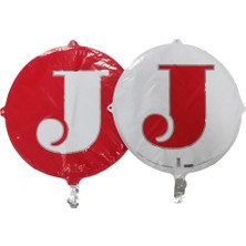 Event Party Store Folyo Balon Harf J Kırmızı-Beyaz 18''