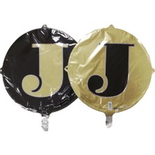 Event Party Store Folyo Balon Harf J Gold-Siyah 18''
